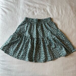 Floral Ditsy Print Flowy Green Skirt